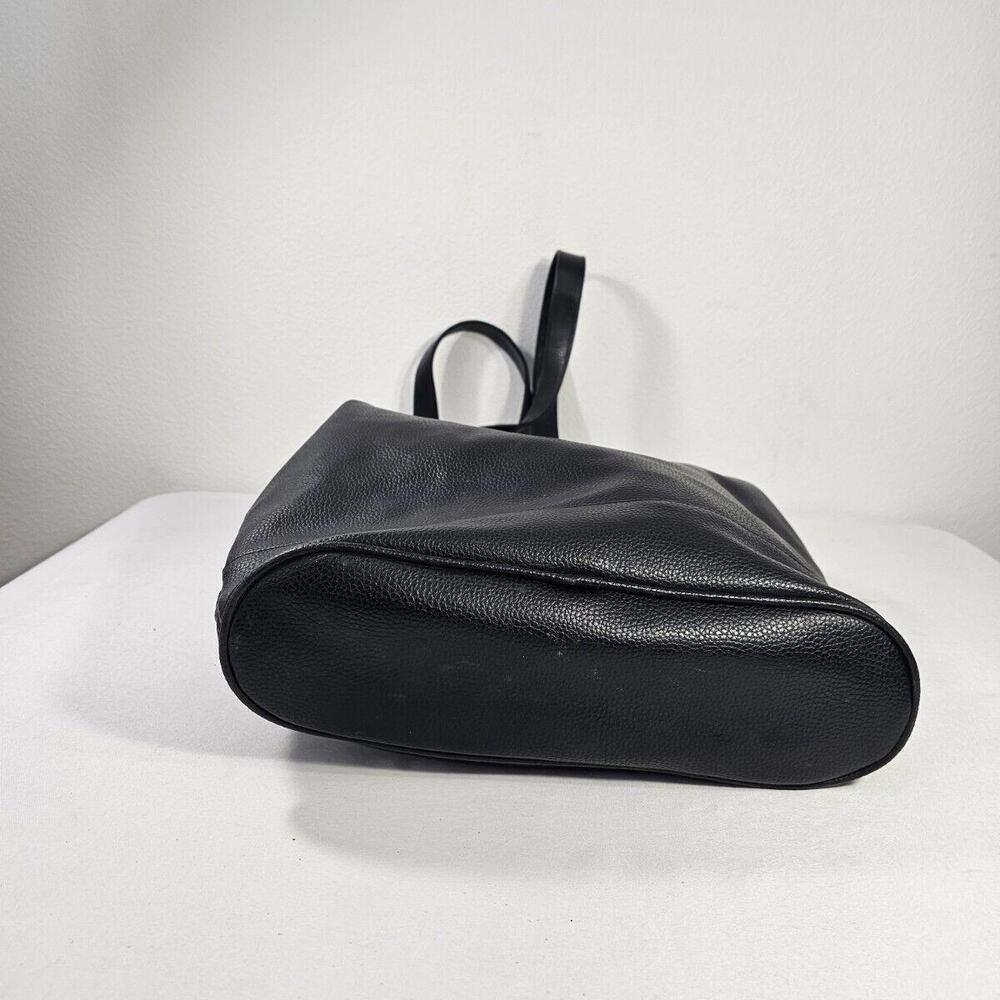 Germaine Monteil Paris Large Black Leather Tote Purse - Picture 7 of 13